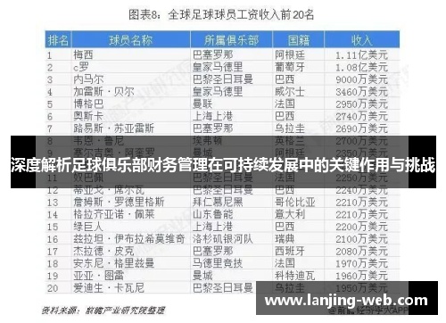 深度解析足球俱乐部财务管理在可持续发展中的关键作用与挑战