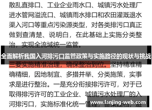 全面解析我国入河排污口监管政策与实施路径的现状与挑战